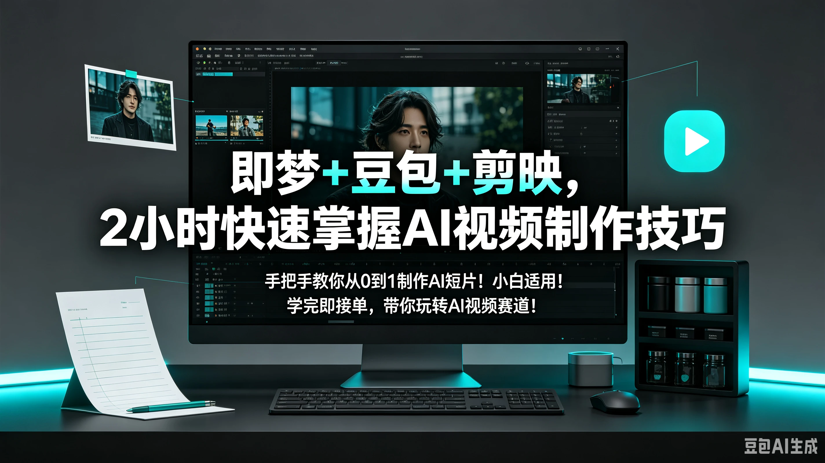 【精】即梦+豆包+剪映,2小时快速掌握AI视频制作技巧,手把手教你从0到1制作AI短片!小白适用!学完即接单,带你玩转AI视频赛道!-副业吧