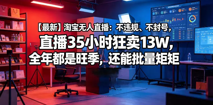 【最新】淘宝无人直播:不违规、不封号,直播35小时狂卖13W,全年都是旺季,还能批量矩阵操作【揭秘】-副业吧