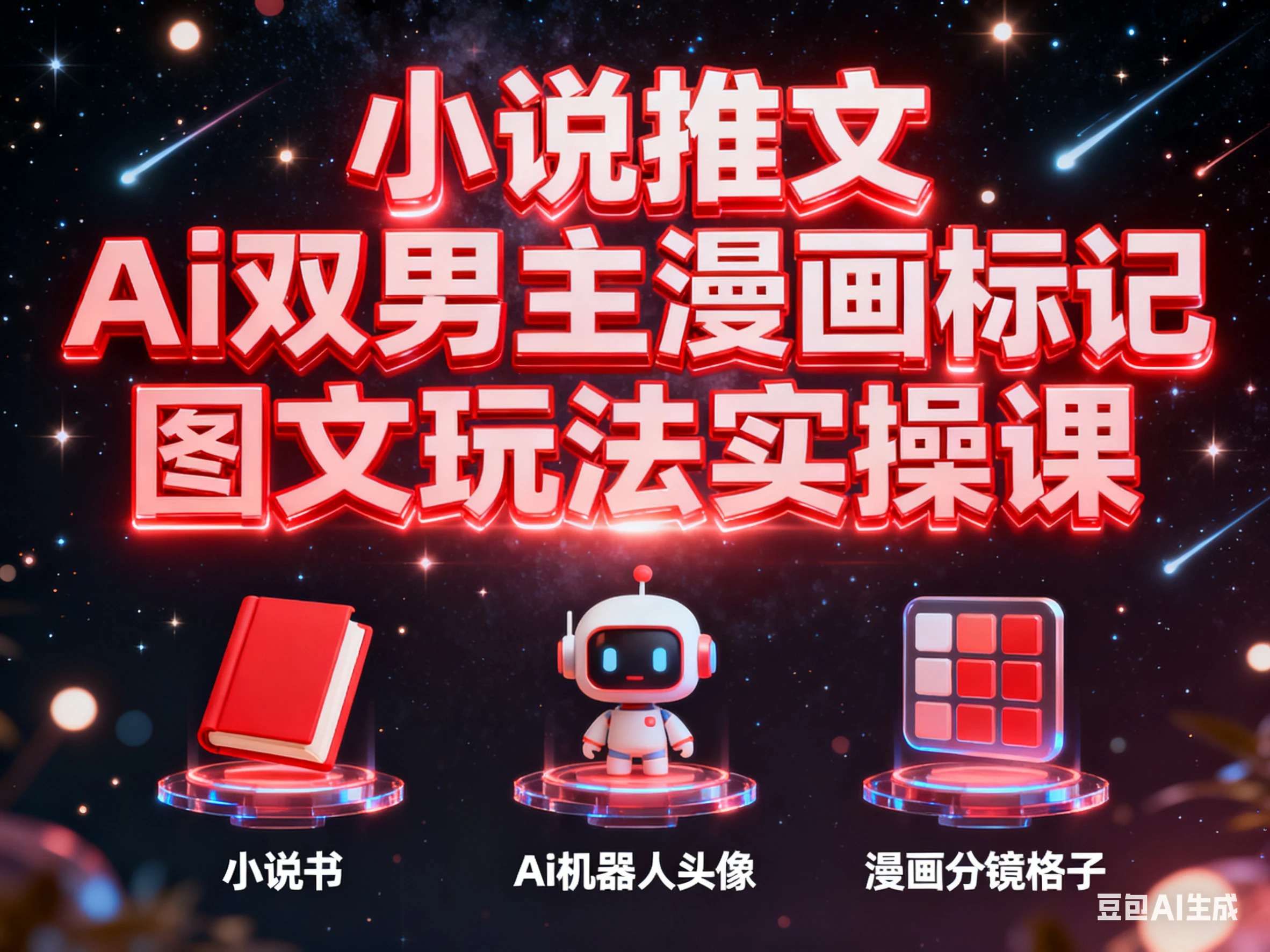 小说推文 Ai双男主漫画标记图文玩法实操课-副业吧