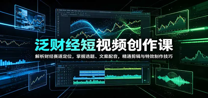 泛财经短视频创作课:解析财经赛道定位,掌握选题、文案配音,精通剪辑与特效制作技巧-副业吧