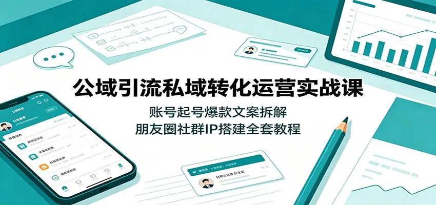 公域引流私域转化运营实战课:账号起号爆款文案拆解,朋友圈社群IP搭建全套教程-副业吧