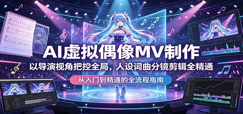 AI虚拟偶像MV制作：以导演视角把控全局，人设词曲分镜剪辑全精通-副业吧