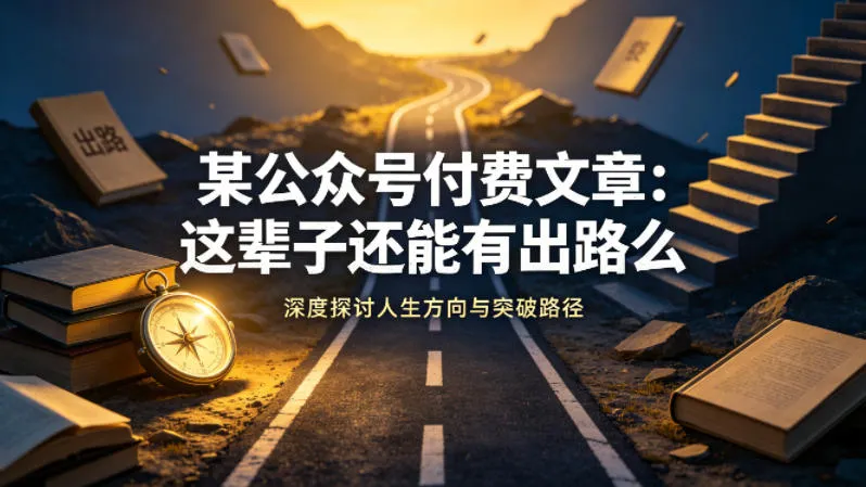 某公众号付费文章：这辈子还能有出路么-副业吧
