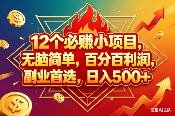 （18272期）12个必赚钱的小项目，百分百赚米，无脑简单，副业首选，日入600+-副业吧