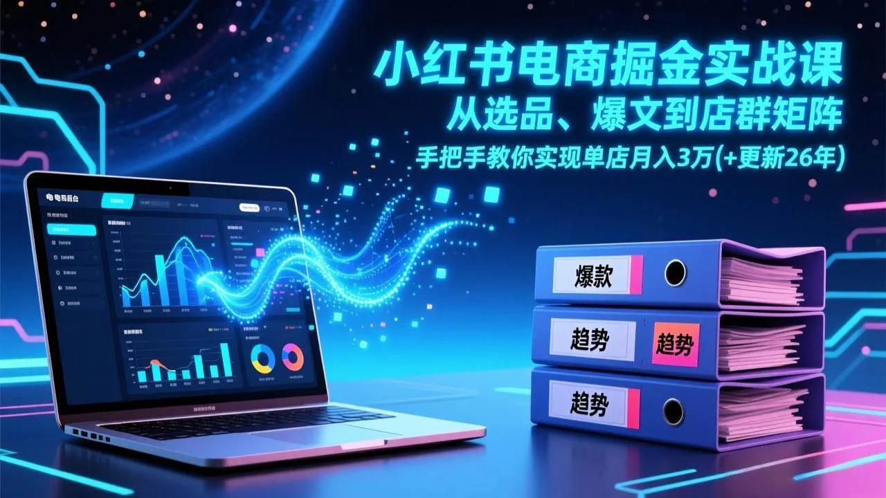 （17290期）小红书电商掘金实战课，从选品、爆文到店群矩阵，手把手教你实现单店月入3万+(更新26年)-副业吧