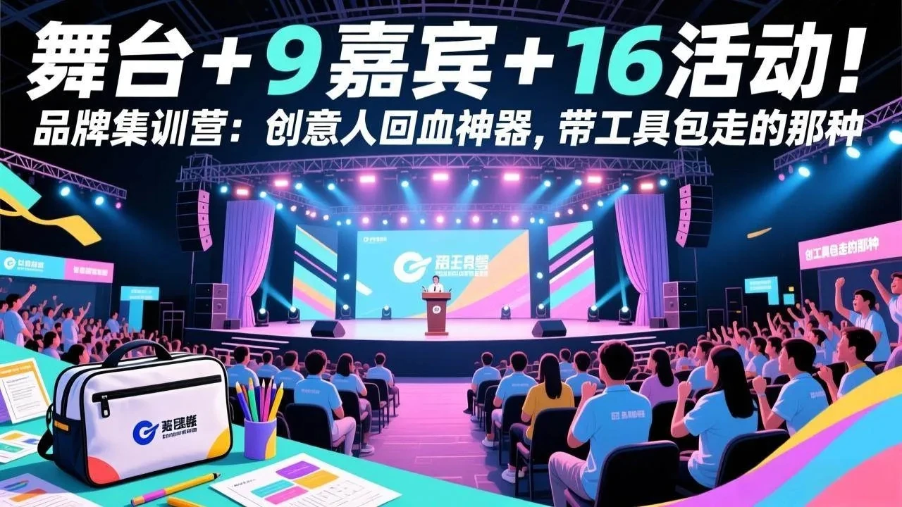 【精】舞台 + 9 嘉宾 + 16 活动！品牌集训营：创意人回血神器，带工具包走的那种-副业吧