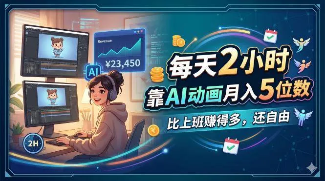 （18051期）每天 2 小时，靠 AI 动画月入 5 位数，比上班赚得多，还自由-副业吧