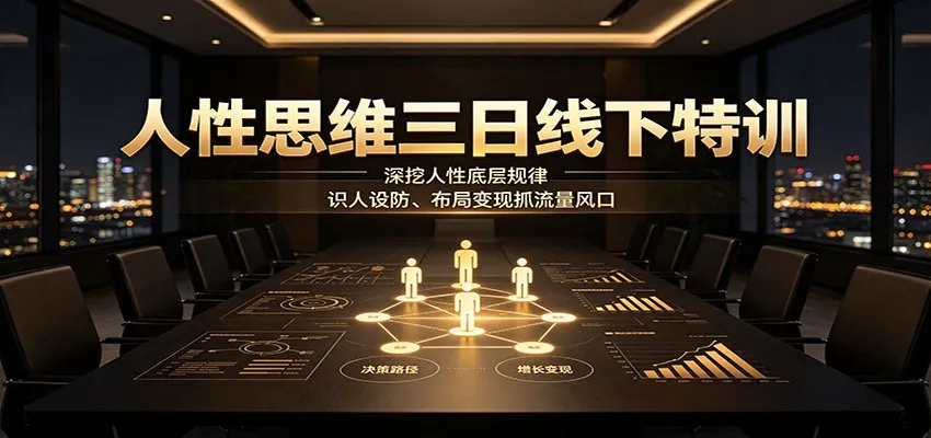 人性思维三日线下特训：深挖人性底层规律，识人设防、布局变现抓流量风口-副业吧