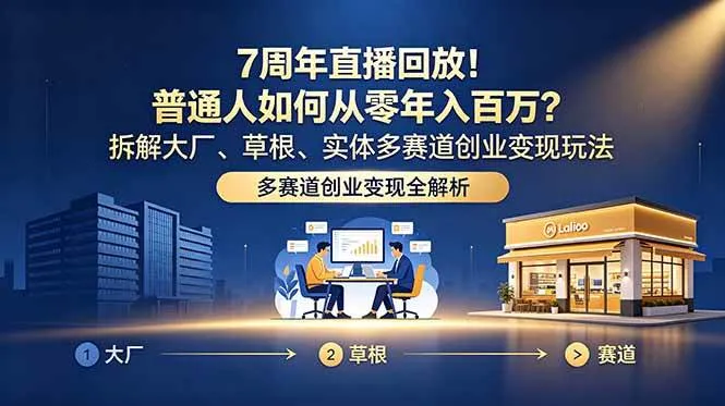 （18894期）7周年直播回放！普通人如何从零年入百万？拆解大厂、草根、实体多赛道创业变现玩法-副业吧