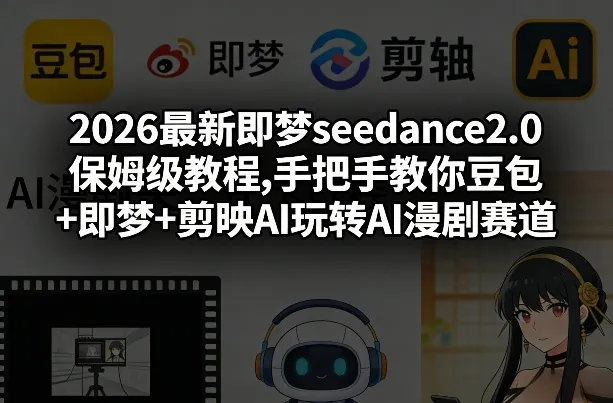 2026最新即梦seedance2.0保姆级教程,手把手教你豆包+即梦+剪映AI玩转AI漫剧赛道-副业吧