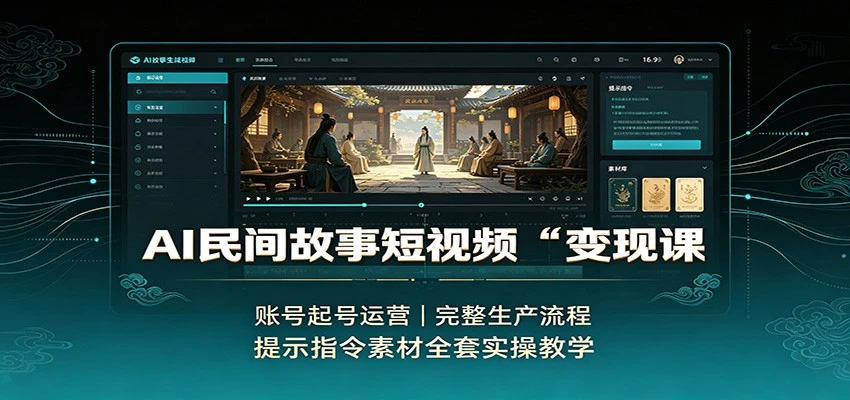 AI民间故事短视频变现课 账号起号运营 完整生产流程 提示指令素材全套实操教学-副业吧