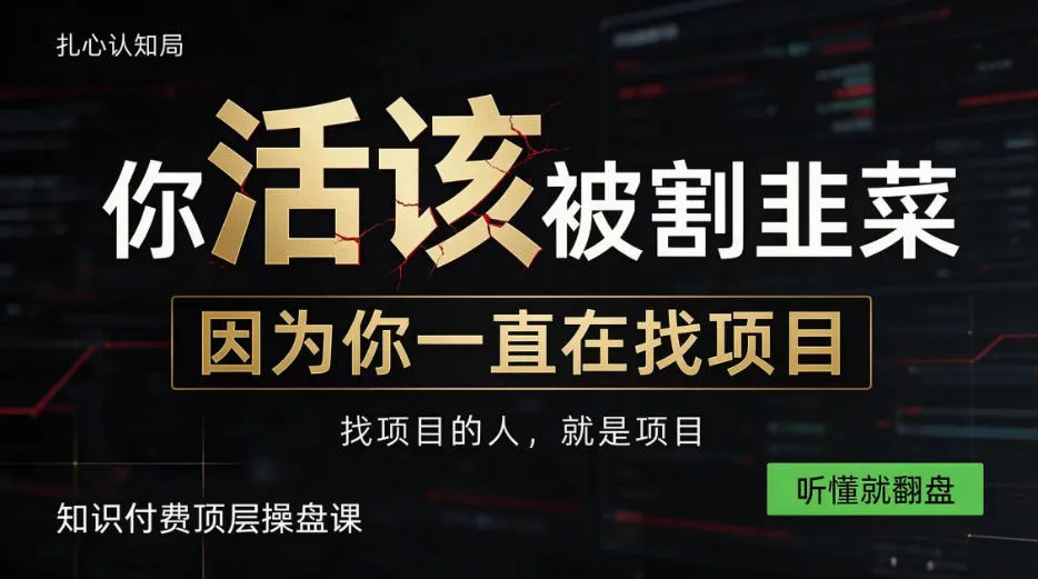 做项目不如卖项目,做知识付费自己当老板,知识付费顶层操盘课,听懂就翻盘【揭秘】-副业吧