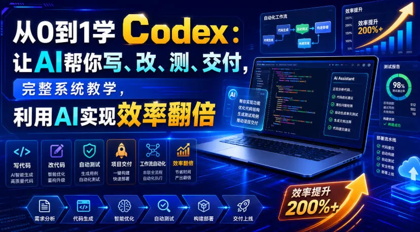 从0到1学Codex:让AI帮你写、改、测、交付,完整系统教学,利用AI实现效率翻倍(更新0918)-副业吧