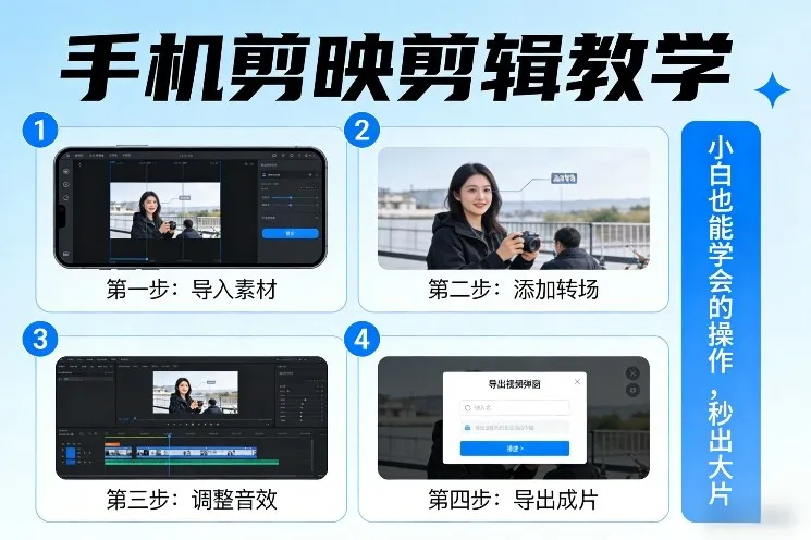手机剪映剪辑教学，小白也能学会的操作，秒出大片-副业吧