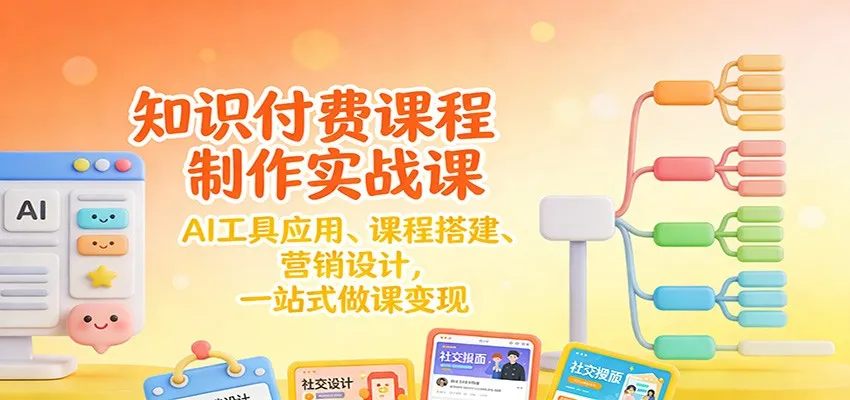 知识付费课程制作实战课：AI工具应用 、课程搭建、营销设计，一站式做课变现-副业吧