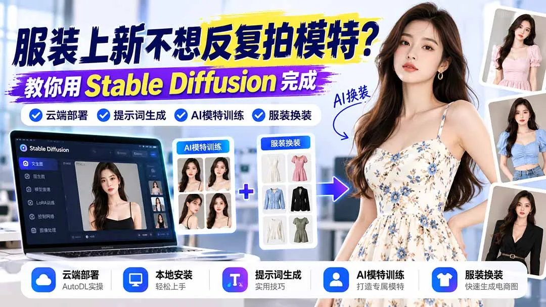 服装上新不想反复拍模特？教你用Stable Diffusion完成云端部署、提示词生成、AI模特训练与换装-副业吧