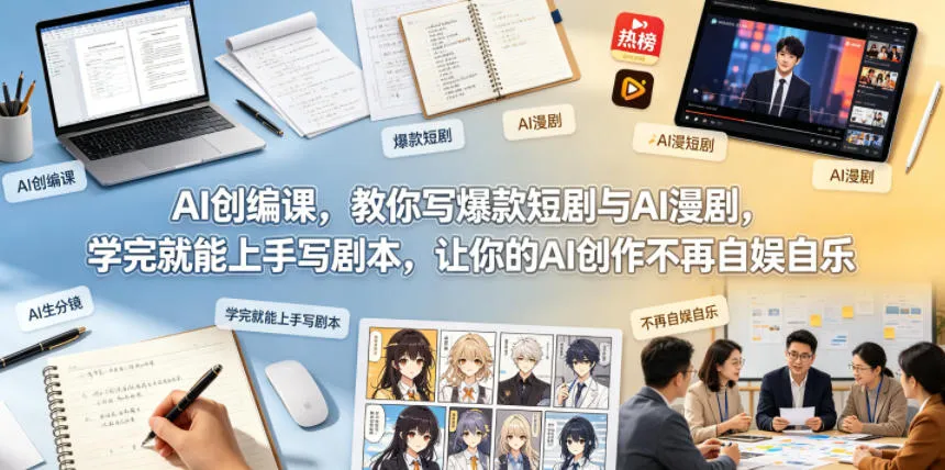 AI创编课，教你写爆款短剧与AI漫剧，学完就能上手写剧本，让你的AI创作不再自娱自乐（更新0521）-副业吧