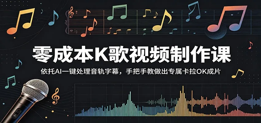零成本K歌视频制作课:依托AI一键处理音轨字幕,手把手教做出专属卡拉OK成片-副业吧
