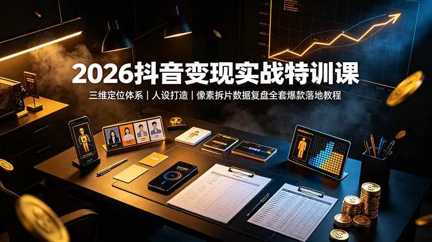(19419期)2026抖音变现实战特训课:三维定位体系|人设打造|像素拆片数据复盘全套爆款落地教程-副业吧