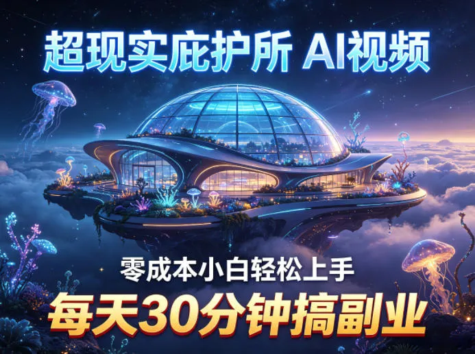 超现实庇护所AI视频项目拆解,零成本小白轻松上手,每天30分钟搞副业-副业吧