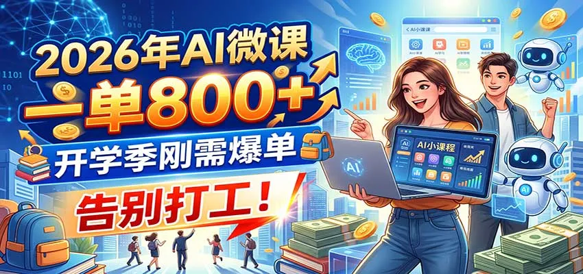 2026年AI微课,一单800+,开学季刚需爆单,告别打工!-副业吧 2026年AI微课,一单800+,开学季刚需爆单,告别打工!-副业吧