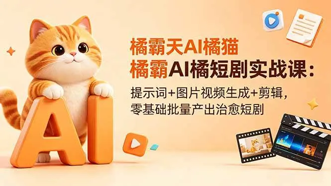 (18542期)橘霸天AI橘猫短剧实战课:提示词+图片视频生成+剪辑,零基础批量产出治愈短剧-副业吧 (18542期)橘霸天AI橘猫短剧实战课:提示词+图片视频生成+剪辑,零基础批量产出治愈短剧-副业吧