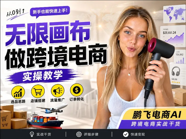 【跨境电商必备】AI无线画布制作商品宣传视频,四步搞定,无线画布工作流,操作简单好上手-副业吧