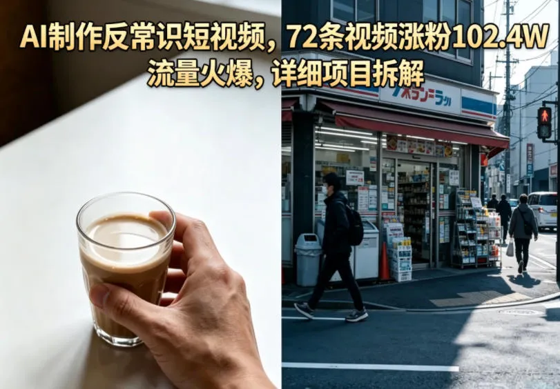 AI制作反常识短视频,72条视频涨粉102.4W,流量火爆,详细项目拆解-副业吧