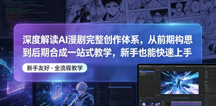 深度解读AI漫剧完整创作体系，从前期构思到后期合成一站式教学，新手也能快速上手-副业吧