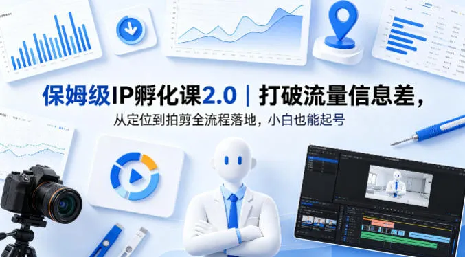 保姆级IP孵化课2.0｜打破流量信息差，从定位到拍剪全流程落地，小白也能起号-副业吧