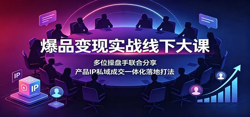 爆品变现实战线下大课:多位操盘手联合分享,产品IP私域成交一体化落地打法-副业吧