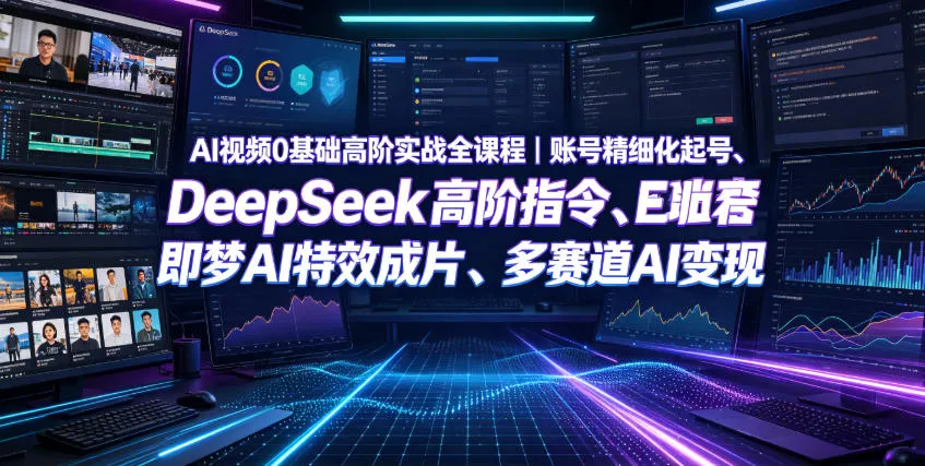 AI视频0基础高阶实战全课程|账号精细化起号、DeepSeek高阶指令、即梦AI特效成片、多赛道AI短视频量产变现-副业吧
