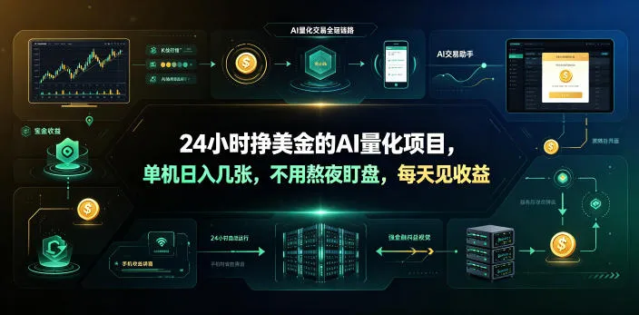 24小时挣美金的AI量化项目,单机日入几十美刀,不用熬夜盯盘,每天见收益【揭秘】-副业吧