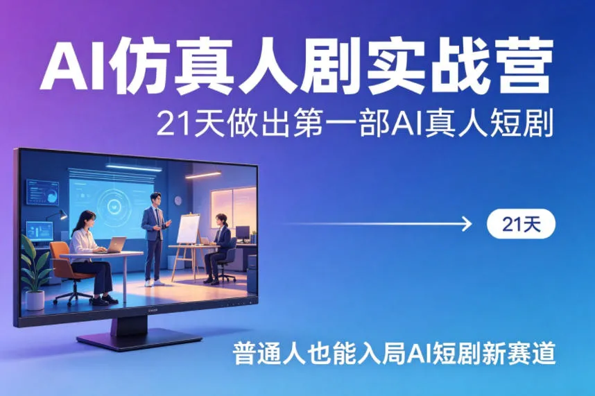 AI仿真人剧实战营，21天做出第一部AI真人短剧，普通人也能入局AI短剧新赛道-副业吧
