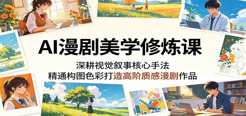 AI漫剧美学修炼课:深耕视觉叙事核心手法,精通构图色彩打造高阶质感漫剧作品-副业吧