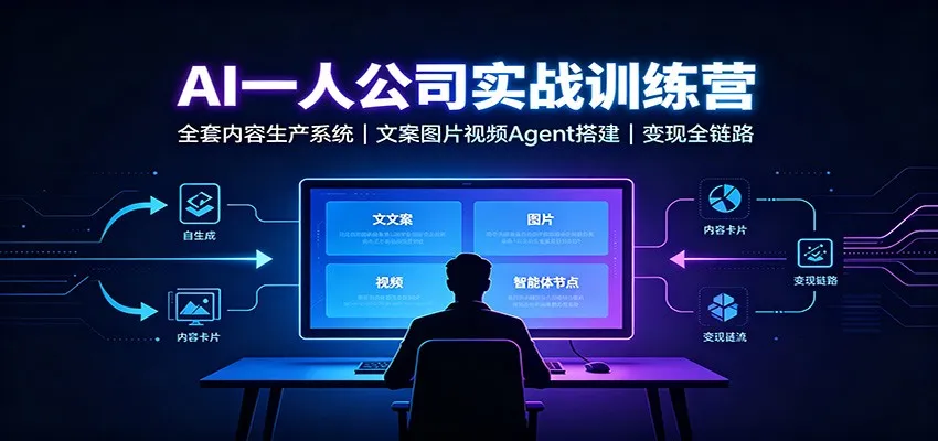 AI创作一人公司实战训练营:全套内容生产系统,文案图片视频Agent搭建变现全链路-副业吧