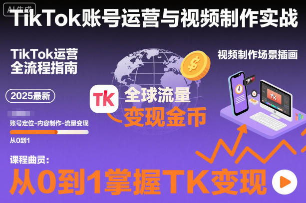 2025最新TikTok账号运营与视频制作实战全流程,从0到1掌握TK变现(含11月最新TK搬运技术)-副业吧