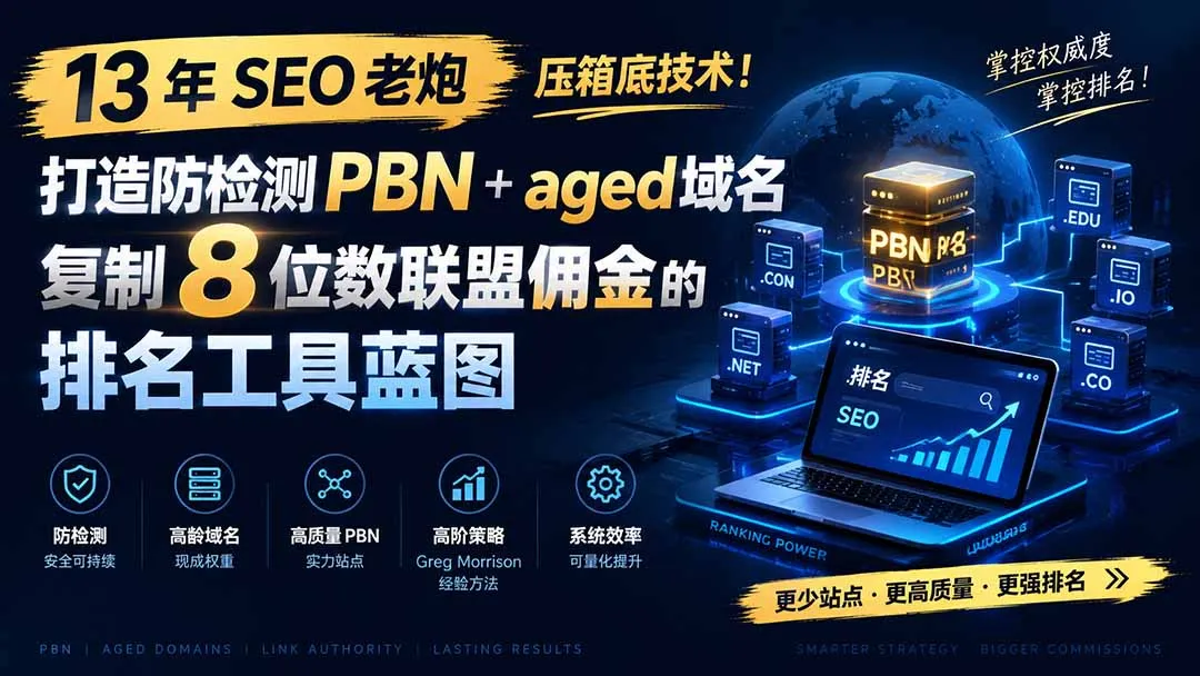 13 年 SEO 老炮压箱底技术!打造防检测 PBN+aged 域名,复制 8 位数联盟佣金的排名工具蓝图【原创双语字幕】-副业吧