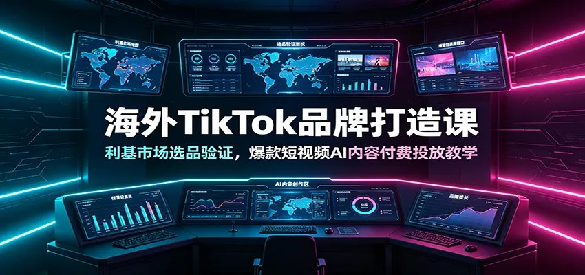 海外TikTok品牌打造课:利基市场选品验证,爆款短视频AI内容付费投放教学-副业吧