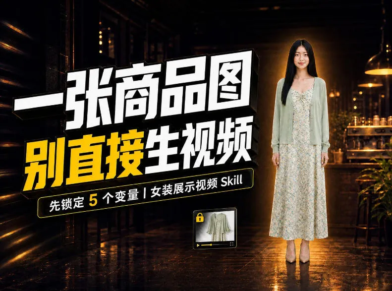 女装AI视频总翻车？问题不在提示词，女装展示视频Skill先锁定5个变量！-副业吧