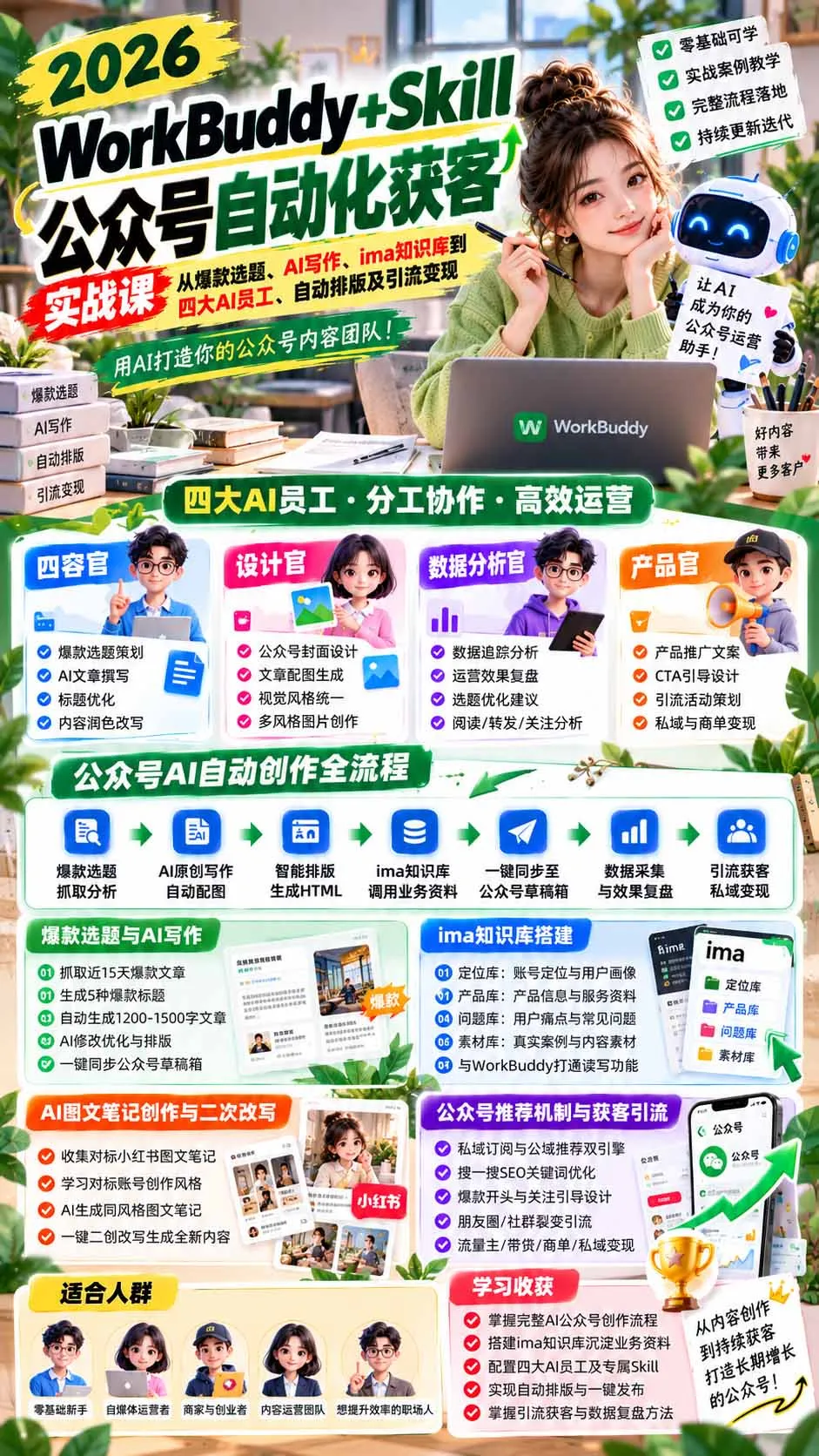 WorkBuddy + Skill公众号自动化获客实战课：从爆款选题、AI写作、ima知识库到四大AI员工、自动排版及引流变现-副业吧