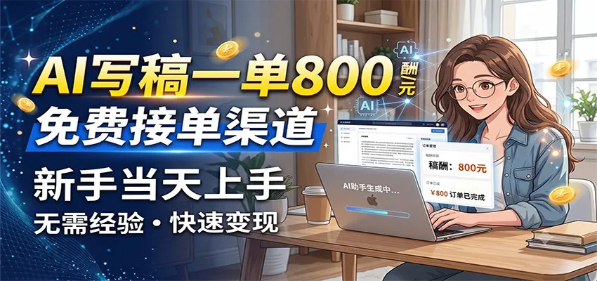 AI写稿一单800,免费接单渠道,一单一结几十到上千,新手当天上手-副业吧