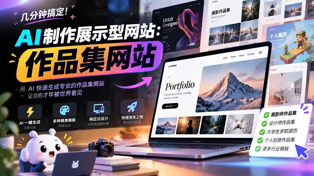 几分钟搞定,AI制作展示型网站制作:作品集网站,用AI快速生成专业的作品集网站,接单变现!-副业吧