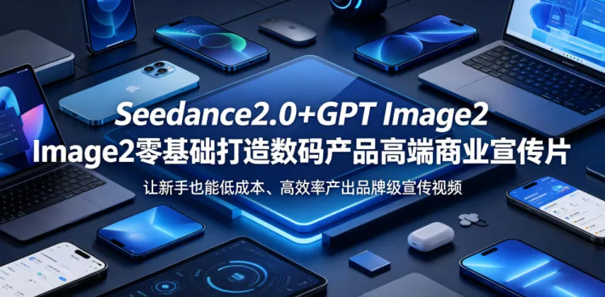 Seedance2.0+GPT Image2零基础打造数码产品高端商业宣传片，让新手也能低成本、高效率产出品牌级宣传视频-副业吧