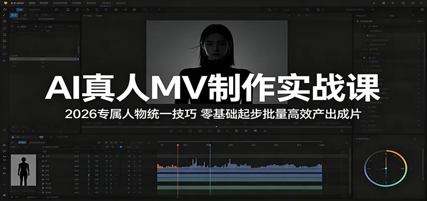 AI真人MV制作实战课：2026专属人物统一技巧，零基础起步批量高效产出成片-副业吧