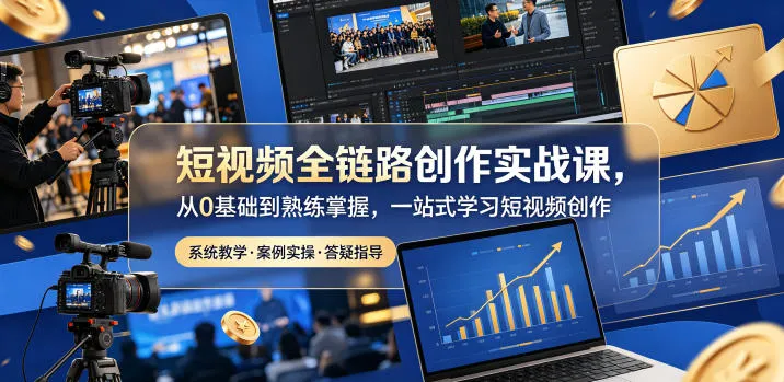 短视频全链路创作实战课,从0基础到熟练掌握,一站式学习短视频创作-副业吧