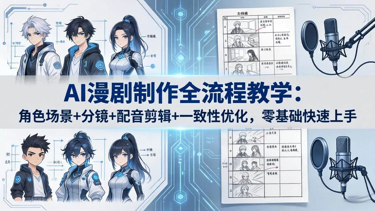 （18090期）AI漫剧制作全流程教学：角色场景+分镜+配音剪辑+一致性优化，零基础快速上手-副业吧