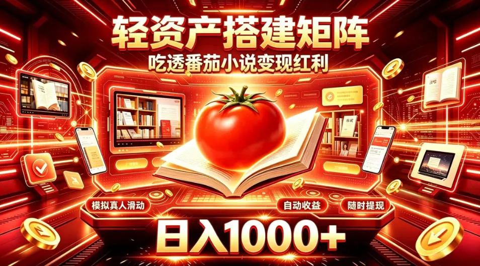 轻资产搭建矩阵,吃透番茄小说变现红利,日入1000+,支持无限矩阵放大【揭秘】-副业吧