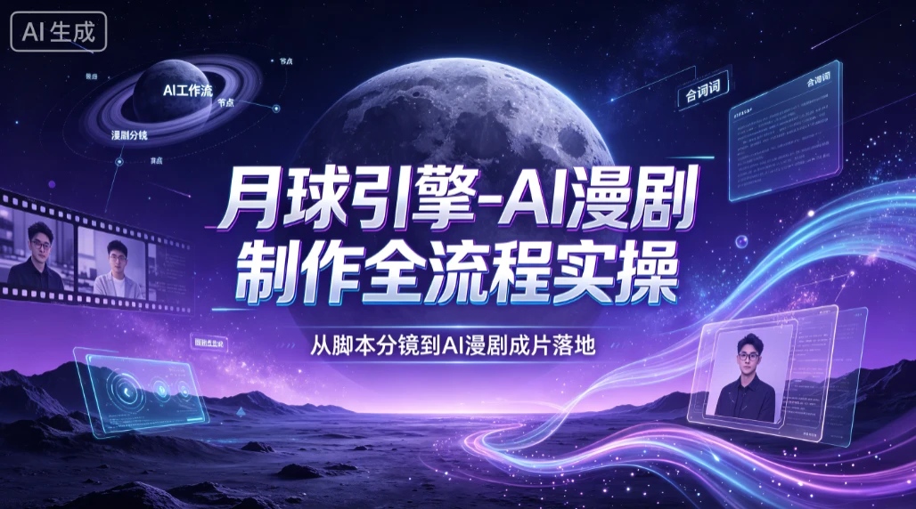 【精】月球引擎-AI漫剧制作全流程实操,从脚本分镜到AI漫剧成片落地-副业吧