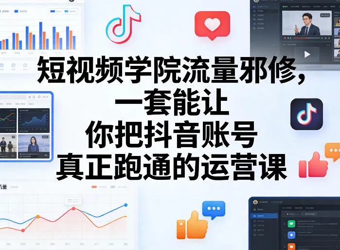 短视频学院流量邪修,一套能让你把抖音账号真正跑通的运营课-副业吧